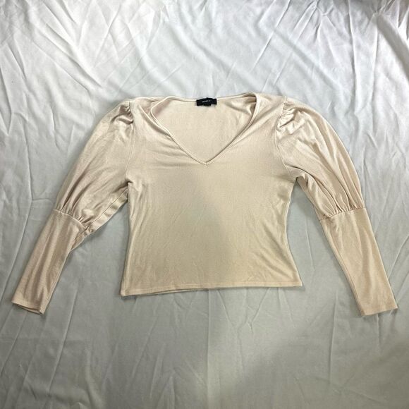Forever 21 Blush Pink Long Balloon Sleeve V-neck Sweater Shirt Women’s Sz 2X - Picture 3 of 11